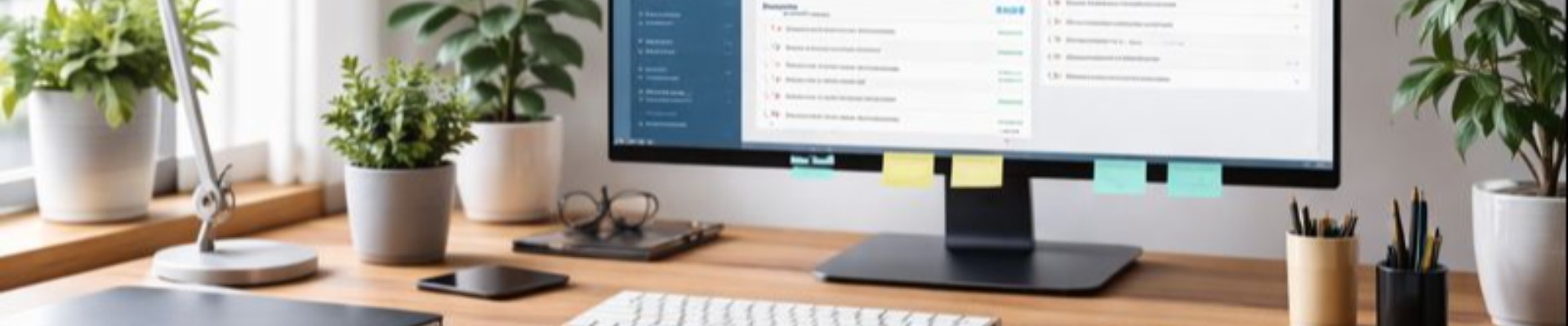 Modern, organized desk workspace used by a software designer